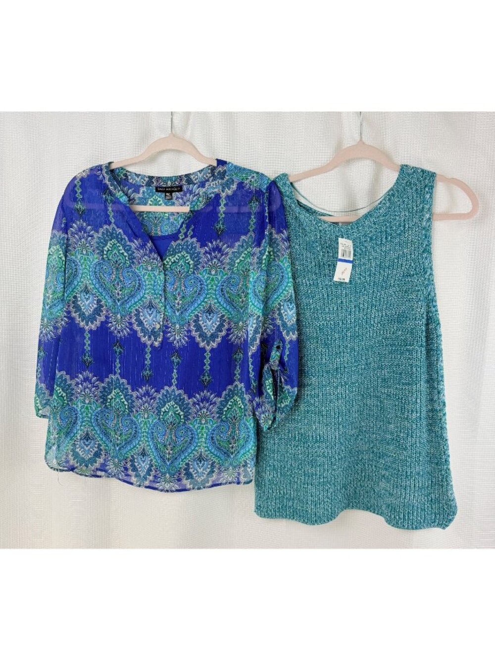 Cupio Womens Sara Michelle Sweater Tank Size XL Teal Blue Lot of 2